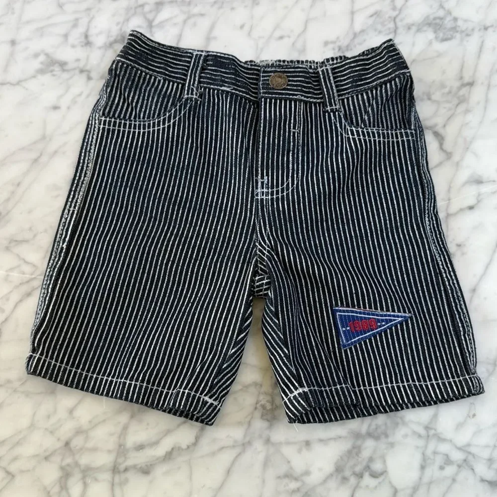 Train Conductor DKNY Jean Stripe Navy White Shorts Sz 24M